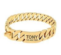 Collar de cadena de perro de acero de titanio personalizado con cierre de seguridad, collar de perro de lucha contra matones - Collar de metal personalizado antimasticación, antipérdida, impermeable