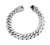 Collar de cadena de perro dorado con diamantes de imitación, estrangulador de metal fuerte para perros pequeños, medianos y grandes, Pitbulls Bulldogs (plateado, 20 cm - 8 pulgadas)