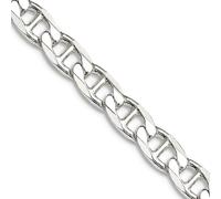 Collar de cadena de plata de ley 925 de 4,65 mm, corte brillante, diseño de barco náutico, ancla marina, regalo de joyería para mamá, 66 centimeters, Metal Plata Plata esterlina, No es una piedra
