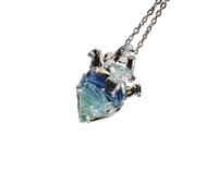 Collar de cadena de plata hecho a mano con corazón de cristal, hecho a mano, único, para San Valentín, su lujoso corazón hecho a mano para ella, talla única, como se describe, como se describe