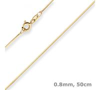 Collar De Cadena De Serpiente Diamantada De 0,8Mm De Oro Amarillo 375 50Cm