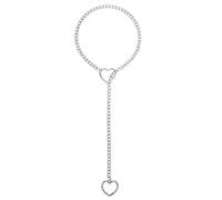 Collar de cadena deslizante de corazón para mujer, collar hecho a mano con junta tórica de corazón, collar gótico cubano, joyería de metal, ajustable, collar en Y para mujer