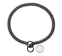 Collar de Cadena for Perro, eslabón Cubano de 10 mm, Color Negro y Dorado, Cadena de Acero Inoxidable, Resistente y a Prueba de mordidas. Collar de Perro Grande(2,16inch (41cm))