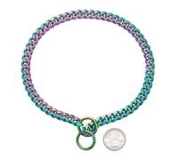 Collar de Cadena for Perro, eslabón Cubano de 10 mm, Color Negro y Dorado, Cadena de Acero Inoxidable, Resistente y a Prueba de mordidas. Collar de Perro Grande(Colours,16inch (41cm))