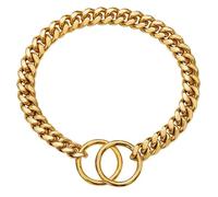 Collar de Cadena for Perro, eslabón Cubano de 10 mm, Color Negro y Dorado, Cadena de Acero Inoxidable, Resistente y a Prueba de mordidas. Collar de Perro Grande(2,22inch (56cm))