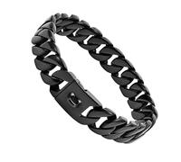 Collar de cadena para perro grande, collar de entrenamiento de eslabones cubanos de 32 mm con hebilla de seguridad de diseño, collares de martingala negra, cadena de acero inoxidable, resistente a la