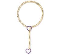 Collar de cadena punk cuban hecho a mano con colgante de corazón de longitud ajustable gargantilla elegante llavero joyería para mujeres cubana cuello, Gold-color, como se describe, como se describe