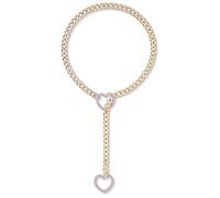 Collar de cadena punk cuban hecho a mano con colgante de corazón de longitud ajustable gargantilla elegante llavero joyería para mujeres cubana cuello, Gold-color, como se describe, como se describe