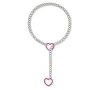 Collar de cadena punk cuban hecho a mano con colgante de corazón de longitud ajustable gargantilla elegante llavero joyería para mujeres cubana cuello, Gold-color, como se describe, como se describe