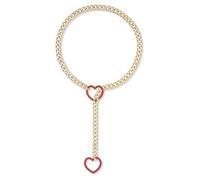 Collar de cadena punk cuban hecho a mano con colgante de corazón de longitud ajustable gargantilla elegante llavero joyería para mujeres cubana cuello, Gold-color, como se describe, como se describe