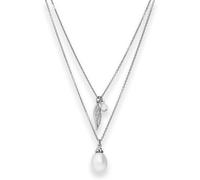 Collar De Cadena Redonda De 1,2Mm, Perla, Alas, Circonio De Plata 925 Rodinada
