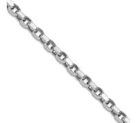 Collar de cadena rolo de plata de ley 925 chapada en rodio de 3,5 mm de corte brillante, regalo de joyería para mamá, 46 centimeters, Metal Plata metal Rodio Plata, No es una piedra preciosa