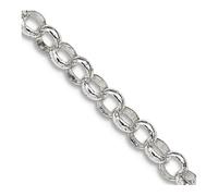 Collar de cadena rolo de plata de ley 925 maciza pulida de 4 mm, garra de langosta, regalo de joyería para mamá, 56 centimeters, Metal Plata Plata esterlina, No es una piedra preciosa