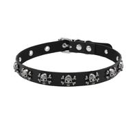 Collar de calavera de piel sintética, joyería punk rock, cadena ajustable para trajes de estilo urbano, accesorio gótico único, accesorio punk único, talla única, como se describe, como se describe
