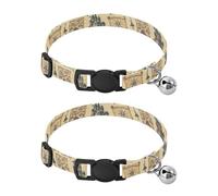 Collar de campana para perro de castillos medievales, paquete de 2 collares para cachorros, longitud ajustable de 10.6 a 17.1 pulgadas