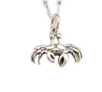 Collar de cangrejo en plata de ley 925 con el símbolo del signo zodiacal Cáncer, colgante pequeño de mar, amuleto de vida acuática de playa y océano, joyería de animales marinos | con cadena de 45