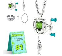 Collar de carrete de pesca para hombre, llavero giratorio de pescador, colgante de pescador, accesorios de pesca con carrete, mini anillo, bagre funcional, 2 en 1, mango giratorio en miniatura para