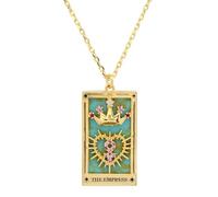 Collar De Cartas De Tarot, Collar De Tarot De Color, Gota De Aceite, Collar De Mago De La Emperatriz, Colgante De Tarot Cuadrado, Regalos De Joyería para Mujeres, La Emperatriz, 41 Cm, 50 Cm