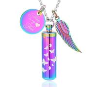 Collar de ceniza de urna de cilindro para mujeres hombres mariposa cremación joyería ceniza ser querido conmemorativo ángel colgante, Acero inoxidable, No es una piedra preciosa