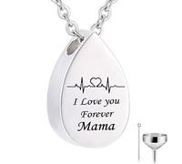 Collar de Cenizas, Collares de Cadena de Hombres Plateado con Plata Colgante Colgante de electrocardiograma para Mujeres y Hombres