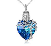 Collar de cenizas de acero inoxidable para conmemoración de cremación con diseño de corazón de árbol enredado y cierre de tornillo de sellado, joyería funeraria, talla única, como se describe, como se