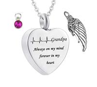 Collar de Cenizas humanas, Collar de Cadena de Plata con Collar de alas de la Piedra de Natal