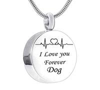 Collar de Cenizas para Hombres, Collar de Cadena de Plata para Mujeres con Collar de electrocardiograma Colgante Redondo de Plata para Mujeres y Hombres