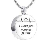 Collar de Cenizas para Hombres, Collar de Cadena de Plata para Mujeres con Collar de electrocardiograma Colgante Redondo de Plata para Mujeres y Hombres