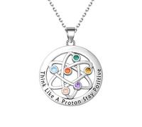 Collar de ciencia atómica, regalo de químico, pensar como un protón y mantenerse positivo, símbolo de la química del átomo, collar con colgante para científicos, físicos, ciencias,
