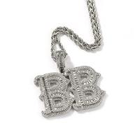 Collar de circonita con nombre personalizado, cadena con colgante inicial, joyería punk de hip-hop, regalos personalizados, día de San Valentín, día de la madre (cadena de tenis de 16 pulgadas, 1