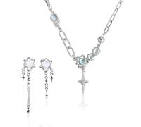 Collar De Circonita De 1 Pieza Y Pendientes De 1 Par, Joyería De Moda, Collar De Diseño Irregular, Collar con Cole De Estrella, Accesorios De Vestir