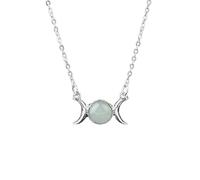 Collar de Clavícula En Forma de Media Luna para Mujeres y Niñas|Colgante de Sol y Luna de Cristal Natural con Cadena de Plata,Amuleto de Cuentas de Piedras Preciosas para Hombres,Aventurina Verde