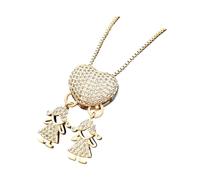 Collar de cobre chapado en oro con colgantes de niño y niña, perfecto para ocasiones especiales, cadena ajustable para el cuello, One Size, como se describe, como se describe