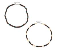 Collar De Concha De Coco De 2 Piezas, Surfista, Patchwork De Cuentas Turquesas, Turquesa Para Hombres, Cadena De Clavícula