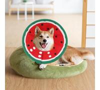 Collar de cono de recuperación de gato, collar de recuperación de gato ajustable de doble botonadura, collar de cono de gato con patrón de frutas, collar protector transpirable y ligero para mascotas