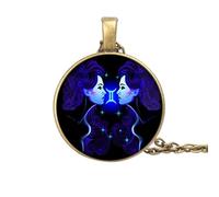 Collar De Constelación De Los 12 Signos Del Zodiaco Colgante Redondo Vintage Horóscopo Constelaciones Astrología Cadena De Clavícula Joyería De Cumpleaños Regalos Para Mujeres Hombres Unisex Géminis
