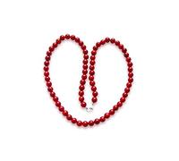 Collar de coral, natural, rojo, redondo, 4 mm, plata 925