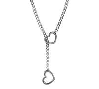 Collar de corazón con forma de corazón Love Shackles | Cadena deslizante con junta tórica de cadena Love Heart | Collar Punk gótico con forma de corazón Y, colgante cubano, joyas para niñas y mujeres