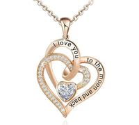 Collar de corazón con piedra de nacimiento para mujer, joyas delicadas, yo te amo a la luna y la espalda collar para madre novia esposa Práctica y definición