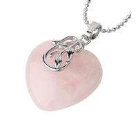 Collar De Corazón De Cristal Para Mujeres Y Hombres, Hojas Ahuecadas Envueltas En Cristales Curativos, Colgante De Corazón Con Gemas, Piedra Natural, Regalo Para Mamá, Adolescente, Día De San Va