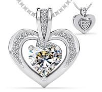 Collar de corazón de moissanita, collares de plata de ley 925 para mujer, regalos de cumpleaños para mujeres, regalos de Navidad para ella, regalo de joyería para boda, aniversario, regalo del día de