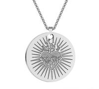 Collar de corazón sagrado de oro, colgante de corazón sagrado de oro macizo de 14 quilates, dije de corazón de Jesús, joyería religiosa de corazón sagrado, disco de oro de corazón, Oro