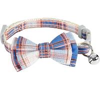 Collar de corbata a cuadros, transpirable, no se decolora, suministros para mascotas, collar de perro con lazo con campana para festivales, fuerte y duradero