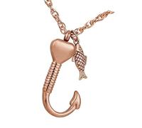 Collar de cremación de acero inoxidable, joyería conmemorativa con colgante de gancho de pez de corazón que se puede abrir, para pérdida de cenizas de mascotas, joyería conmemorativa para pérdida de
