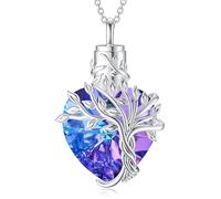 Collar de cremación de árbol enredado para cenizas de mascotas o restos humanos, diseño en forma de corazón, joyería conmemorativa de acero inoxidable con corazón de árbol enredado y cierre de sellado