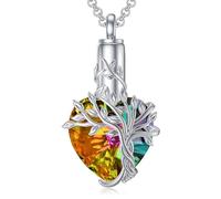 Collar de cremación de árbol enredado para cenizas de mascotas o restos humanos, diseño en forma de corazón, joyería conmemorativa de acero inoxidable con corazón de árbol enredado y cierre de sellado