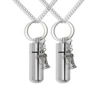 Collar de cremación de cuerno, collar de cápsula de oración de plata, collar de píldora de cuerno, collar de cápsula secreta, collar de vial de perfume de cuerno, 2.5cm, Acero inoxidable, No es una