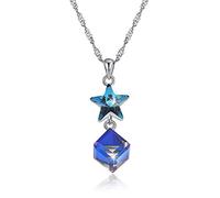 Collar de Cristal 925 Star Colgante de Claves Collar