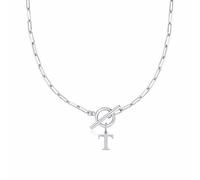 Collar de cristal colgante plano de palanca Capital A Z Inicial Necklace para mujeres Hiphop Gold Alphabet Pendant Necklaces Thick Chain OT Buckle Necklace Colgante para gafas, Acero inoxidable, Sin