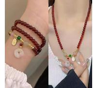 Collar de cristal con botón de paz de granate multianillo que se convierte sin problemas entre collar y pulsera